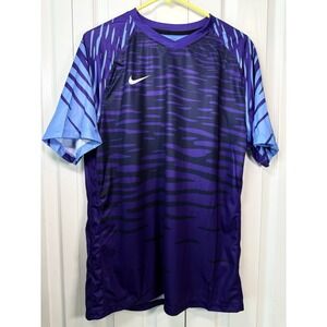 Nike Men's Dri-Fit Soccer Training Jersey Shirt Purple Blue Pattern XL